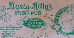 Menu, Durty Nelly's Irish Pub, Riverwalk, San Antonio TX