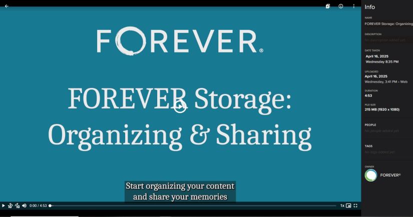 Screenshot of a FOREVER lightbox